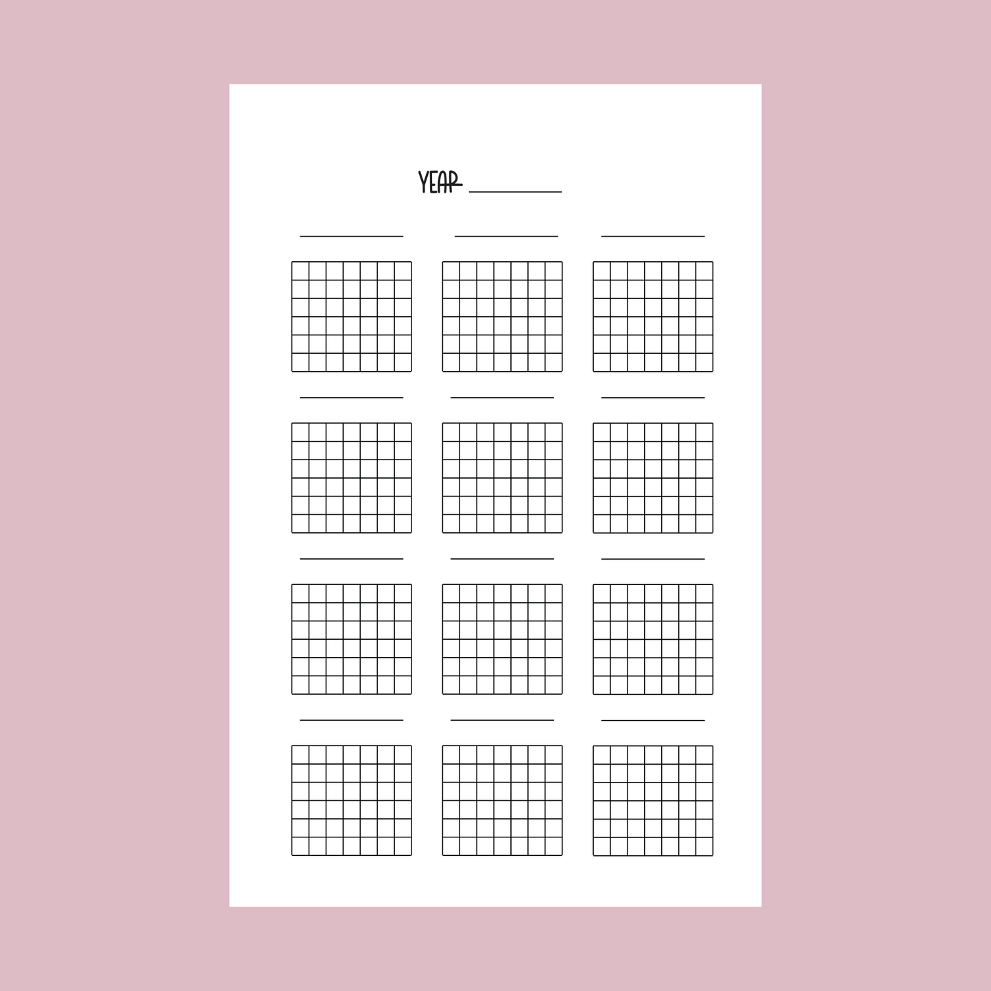 Colorful Hearts Undated Monthly Planner