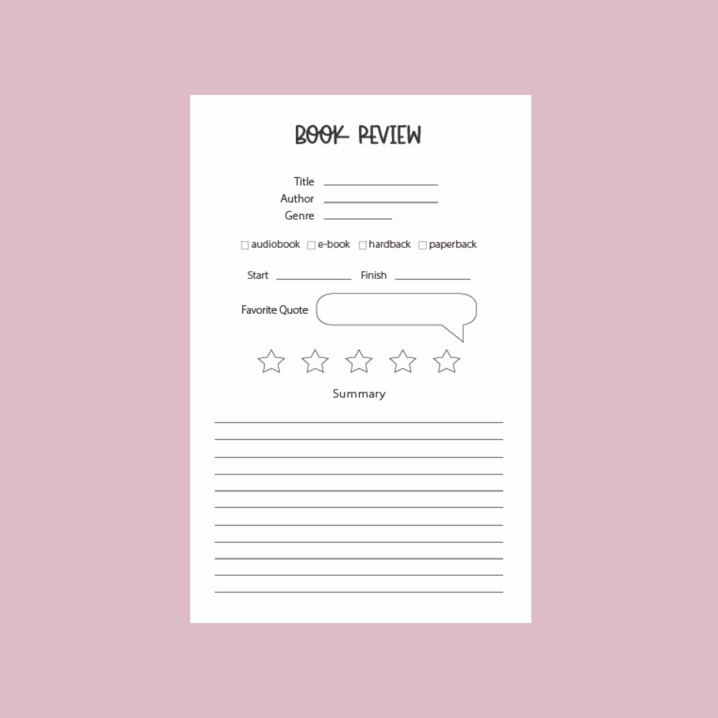 Pink Stripes Reading/Book Journal