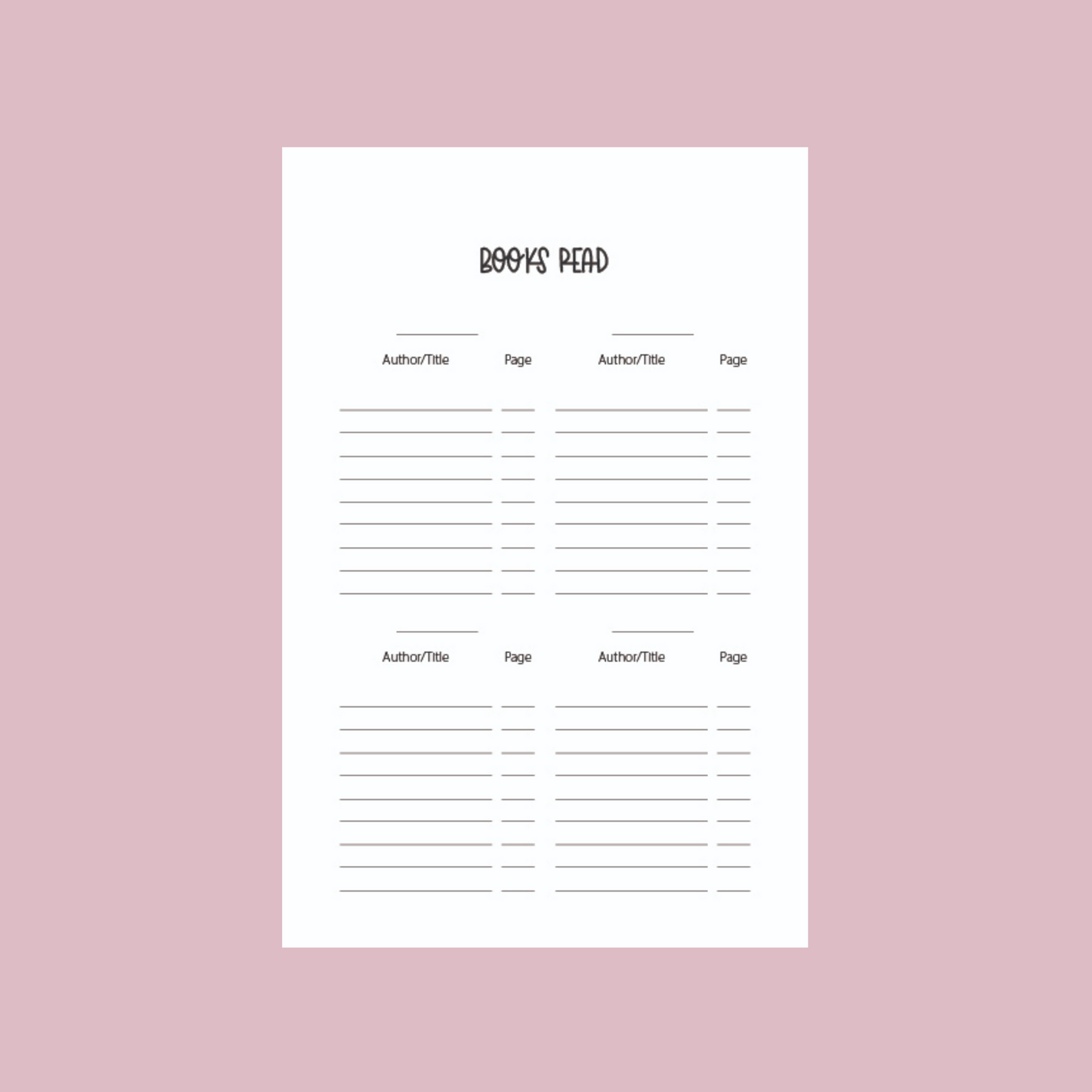 Pink Stripes Reading/Book Journal