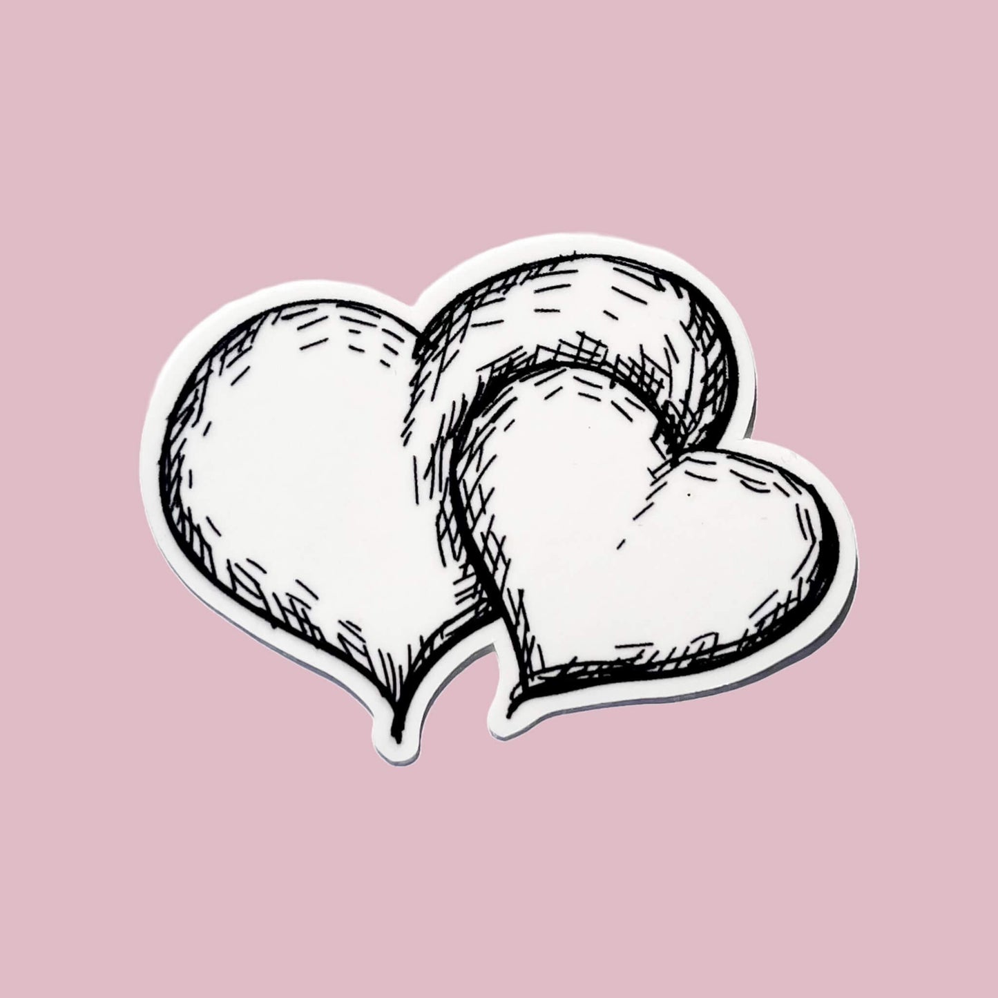 Black & White Double Hearts Vinyl Sticker