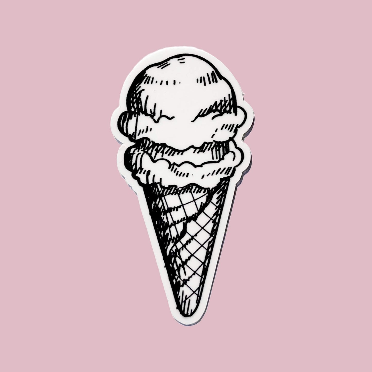 Black & White Ice cram Cone Vinyl Sticker