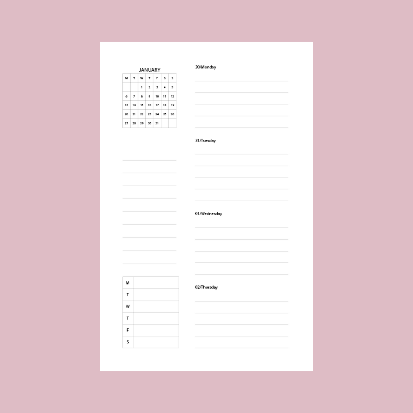 2025 Dated Green Abstract Weekly Planner