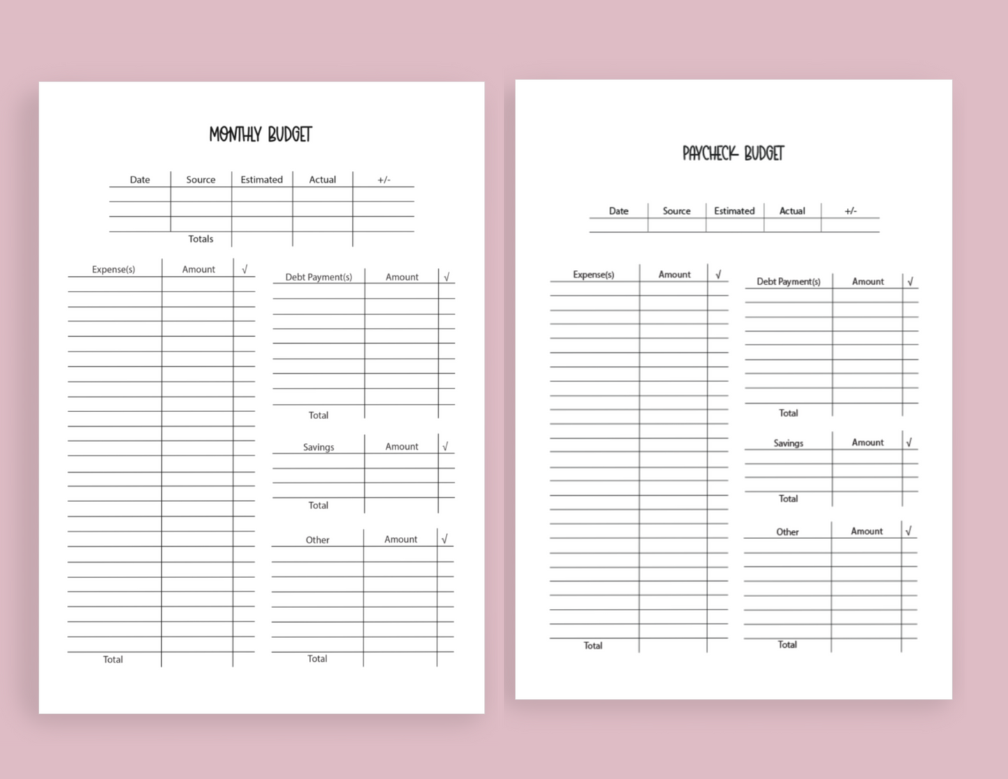 2025 Dated Pink Florals Budget Planner