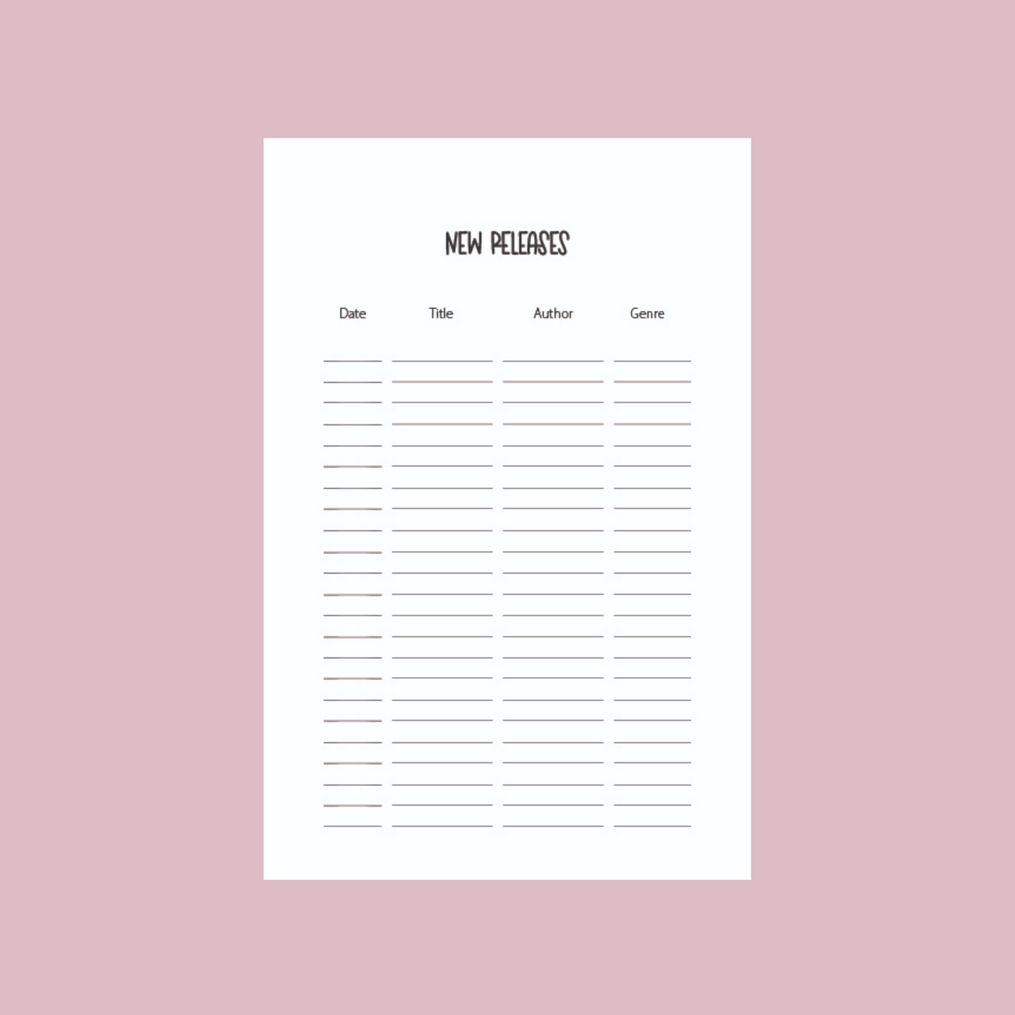 Pink Stripes Reading/Book Journal