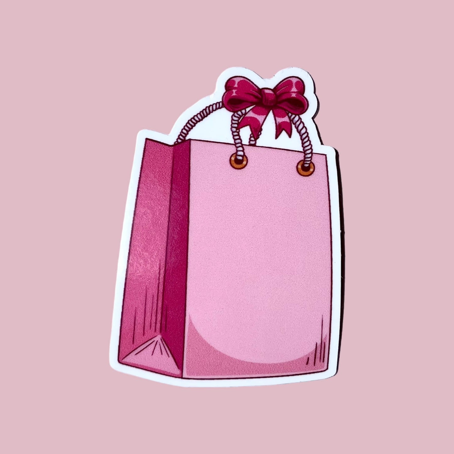 Pink Gift Bag w/Bow Vinyl Sticker