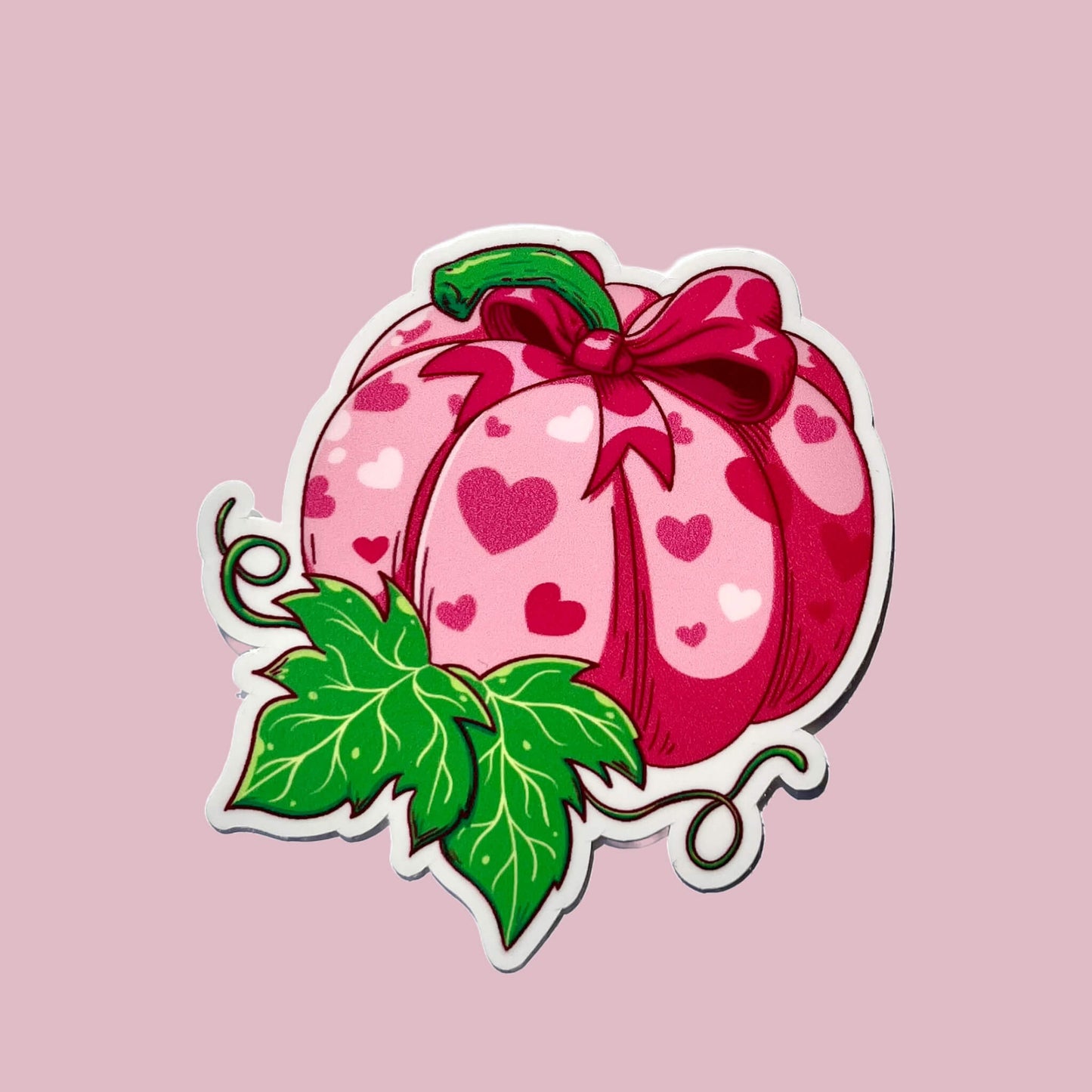 Pink Heart Pumpkin Vinyl Sticker