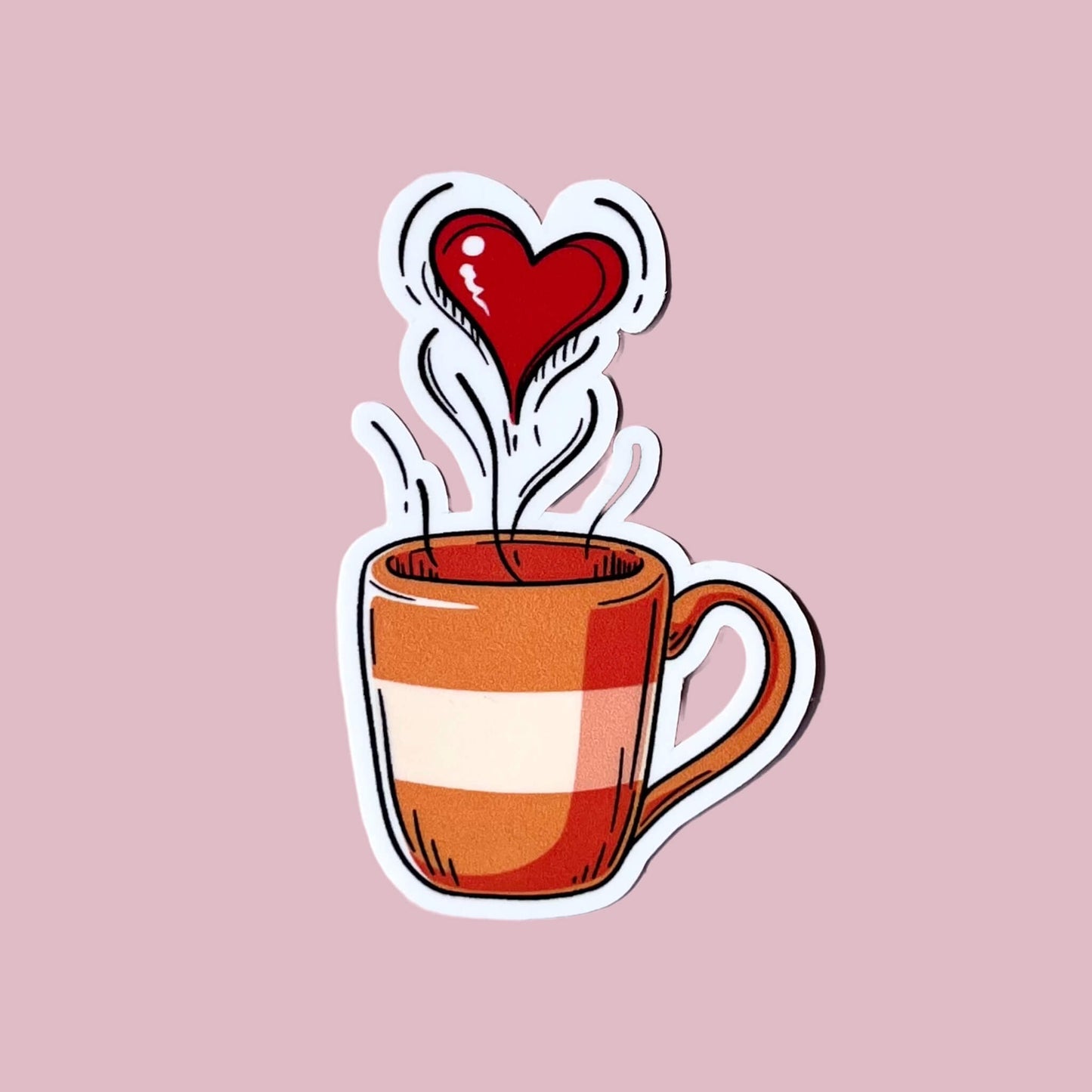 Orange Coffee Love Vinyl Sticker