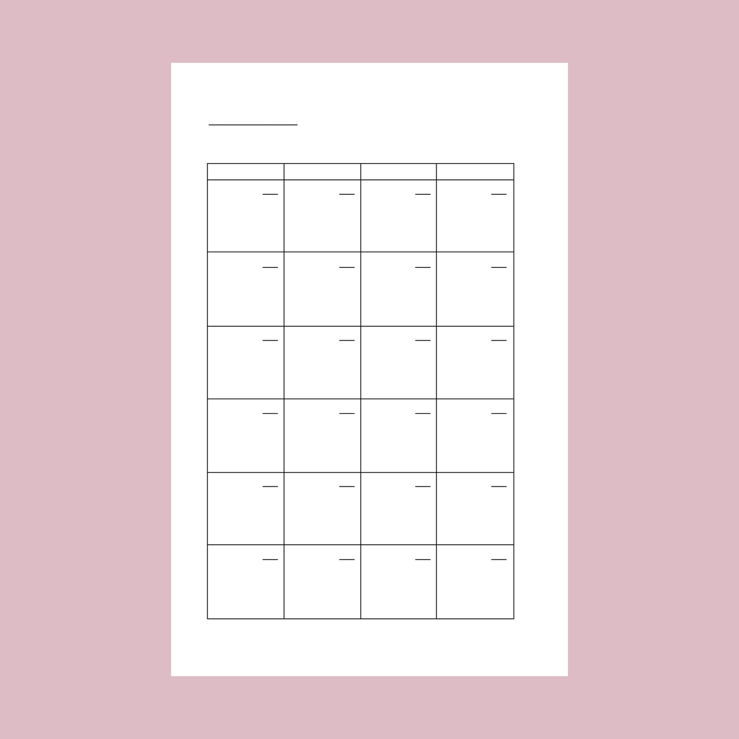 Abstract Undated Monthly Planner