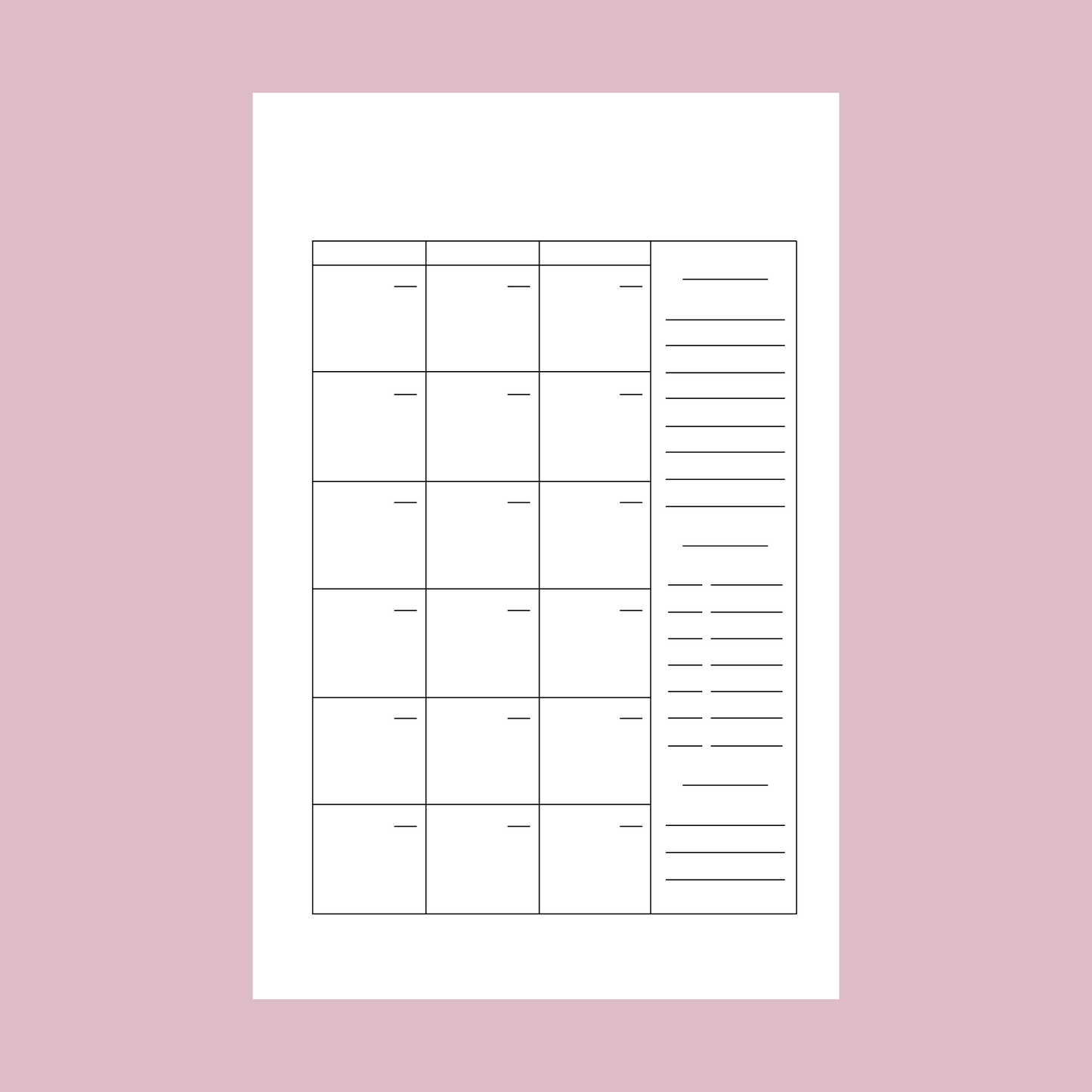 Stripes Undated Monthly Planner