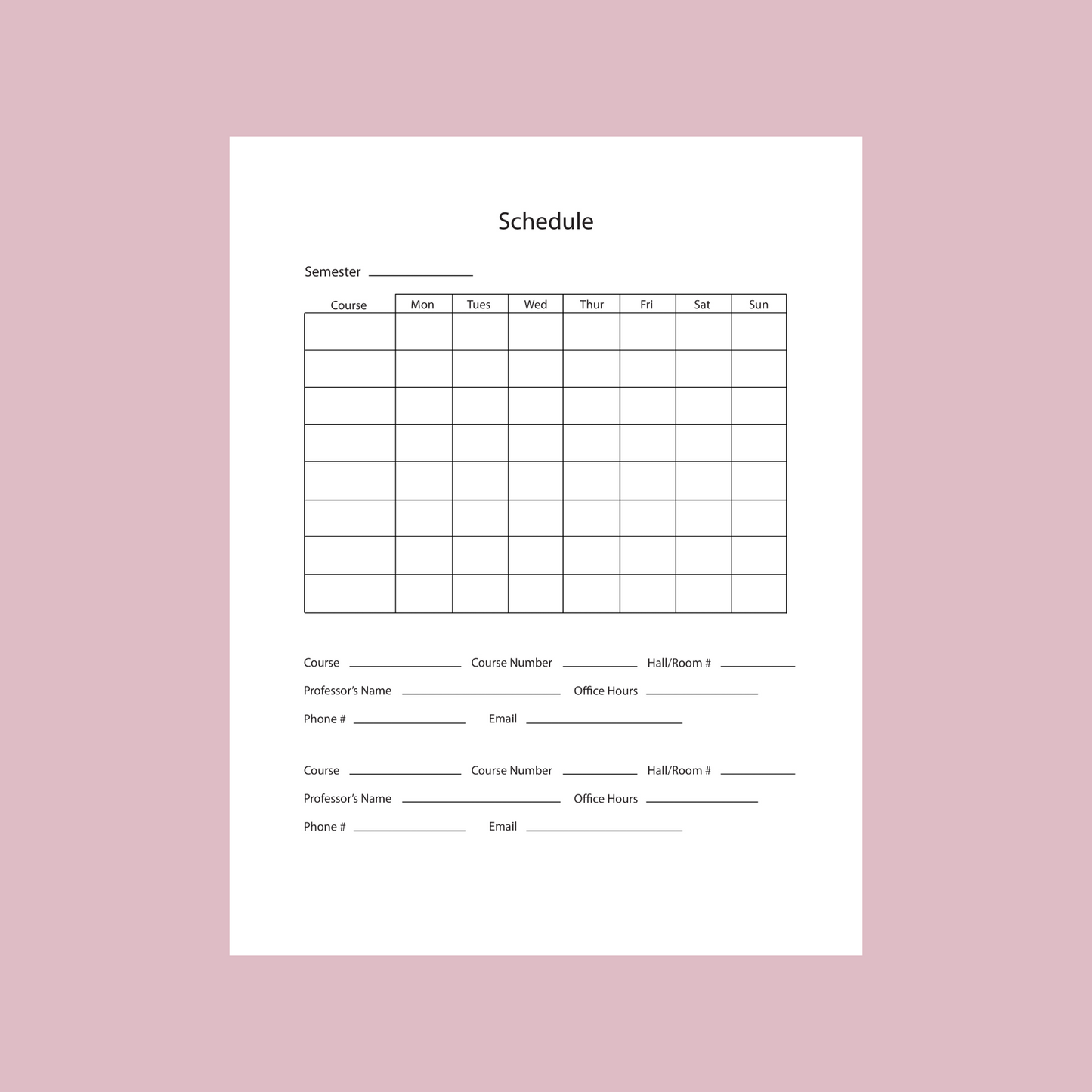 12 Month Undated Horizontal Academic Planner     Abstract Design