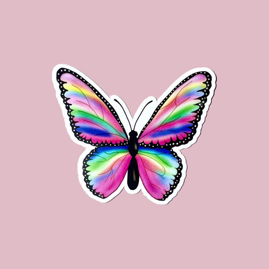 Pink Butterfly Vinyl Sticker